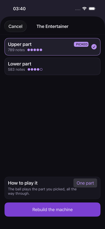 Choosing which part the ball plays